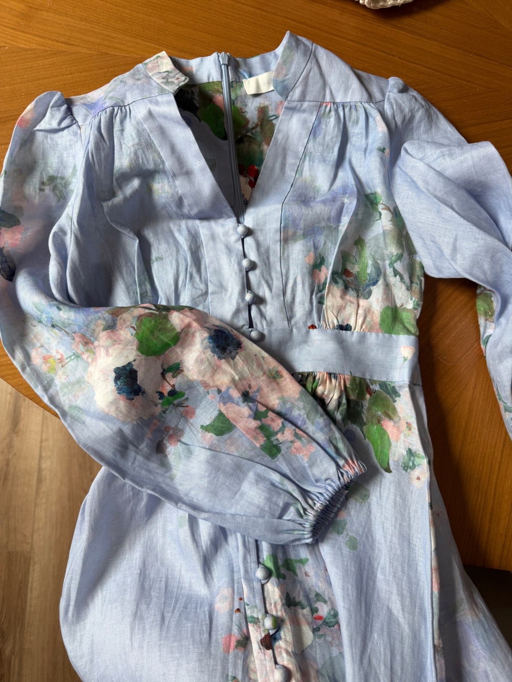 NWT Zimmermann Everley Light Blue Floral Button-Down Maxi Dress - Picture 6 of 13